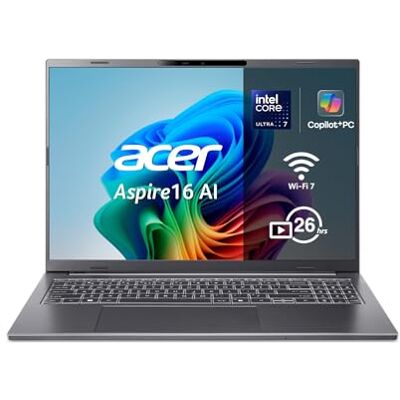 Acer Aspire 16 AI Copilot+ A16-52M, 16 inch Full HD IPS laptop (Intel Core Ultra 7 258 V, 32 GB RAM, 512 GB SSD, Intel ARC 140 V GPU, Windows 11 Home), ijzer, Spaans QWERTY-toetsenbord Acer Aspire 16 AI Copilot+ A16-52M, 16 inch Full HD IPS laptop (Intel Core Ultra 7 258 V, 32 GB RAM, 512 GB SSD, Intel ARC 140 V GPU, Windows 11 Home), ijzer, Spaans QWERTY-toetsenbord