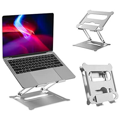 Properav Zilveren aluminium laptopstandaard, in hoogte verstelbaar, voor laptops inclusief MacBook Air/Pro, Dell, HP, ASUS, Google, Lenovo, Acer, Chromebook, Microsoft Properav Zilveren aluminium laptopstandaard, in hoogte verstelbaar, voor laptops inclusief MacBook Air/Pro, Dell, HP, ASUS, Google, Lenovo, Acer, Chromebook, Microsoft