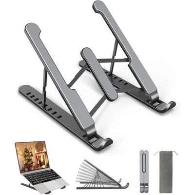 AOVUYCK-Store Laptopstandaard, 8-traps instelbare laptopstandaard, draagbaar, in hoogte verstelbaar, geventileerde laptopstandaard, notebookstandaard voor MacBook, Lenovo, Dell, 10-17 inch laptops, tablets, notebooks, telefoon AOVUYCK-Store Laptopstandaard, 8-traps instelbare laptopstandaard, draagbaar, in hoogte verstelbaar, geventileerde laptopstandaard, notebookstandaard voor MacBook, Lenovo, Dell, 10-17 inch laptops, tablets, notebooks, telefoon