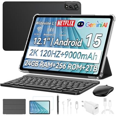 Blackview Mega2 Android 15 Tablet 12 inch met toetsenbord, 24 GB RAM + 256 GB ROM, 2K FHD, groot gaming-display, Dual 4G LTE + 5G, WiFi Octa Core T615, 9000 mAh batterij, WideVine L1, dubbele camera Blackview Mega2 Android 15 Tablet 12 inch met toetsenbord, 24 GB RAM + 256 GB ROM, 2K FHD, groot gaming-display, Dual 4G LTE + 5G, WiFi Octa Core T615, 9000 mAh batterij, WideVine L1, dubbele camera