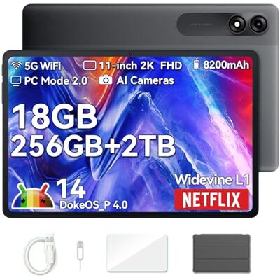 Blackview Tab9WiFi Tablet 11 inch 2K FHD+, 18 GB + 256 GB (TF 2 TB), Octa Core Gaming-tablet, Android 14, Gemini AI, touchscreen tablet met Widevine L1, 8200 mAh, GMS, Bluetooth 5.0, Face ID Blackview Tab9WiFi Tablet 11 inch 2K FHD+, 18 GB + 256 GB (TF 2 TB), Octa Core Gaming-tablet, Android 14, Gemini AI, touchscreen tablet met Widevine L1, 8200 mAh, GMS, Bluetooth 5.0, Face ID