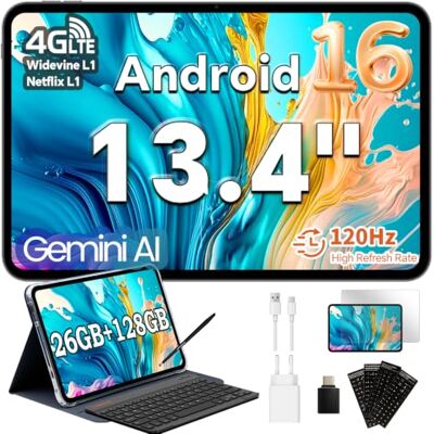 TECLAST T65 Tablet 13,4 inch Android 16, 120Hz tablet met toetsenbord, 4G Gemini AI 4G LTE Dual SIM tablet met stylus 26 GB RAM 128 GB ROM (TF 4 TB) 8000 mAh Widevine L1 5G WiFi GPS TECLAST T65 Tablet 13,4 inch Android 16, 120Hz tablet met toetsenbord, 4G Gemini AI 4G LTE Dual SIM tablet met stylus 26 GB RAM 128 GB ROM (TF 4 TB) 8000 mAh Widevine L1 5G WiFi GPS