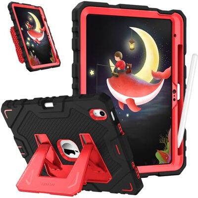 FINTIE Kinderhoes voor iPad A16 11e generatie 11 inch/iPad 10e generatie Beschermhoes met geïntegreerde standaard en penhouder, robuuste en schokbestendige beschermhoes, rood/zwart FINTIE Kinderhoes voor iPad A16 11e generatie 11 inch/iPad 10e generatie Beschermhoes met geïntegreerde standaard en penhouder, robuuste en schokbestendige beschermhoes, rood/zwart