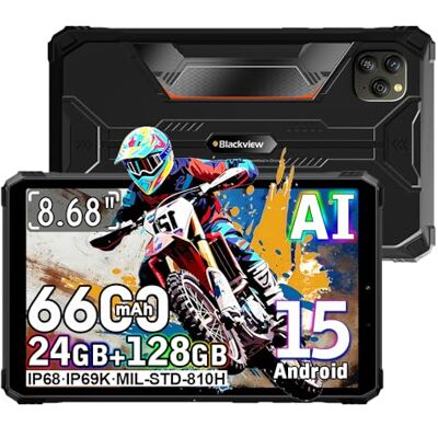Blackview Active 5 Android 15 Rugged Tablet 8 inch, 24 GB + 128 GB + 2 TB, tablet, 6600 mAh Rugged Smartphone, 2 W x 2 luidspreker, IP68/69K robuuste tablets, Dual SIM, 4G LTE, 5G, GPS, OTG Blackview Active 5 Android 15 Rugged Tablet 8 inch, 24 GB + 128 GB + 2 TB, tablet, 6600 mAh Rugged Smartphone, 2 W x 2 luidspreker, IP68/69K robuuste tablets, Dual SIM, 4G LTE, 5G, GPS, OTG