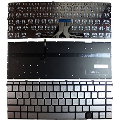 Power4Laptops Clavier d'ordinateur portable de remplacement en argent éclairé allemand compatible avec HP Envy 15-es0011na Power4Laptops Clavier d'ordinateur portable de remplacement en argent éclairé allemand compatible avec HP Envy 15-es0011na