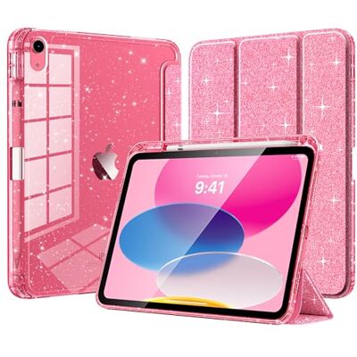 TiMOVO Beschermhoes voor iPad A16 11 inch/10e generatie 10,9 inch, roze Penhouder, beschermhoes van TPU, glitter, transparante achterkant, automatische slaap- en wekfunctie TiMOVO Beschermhoes voor iPad A16 11 inch/10e generatie 10,9 inch, roze Penhouder, beschermhoes van TPU, glitter, transparante achterkant, automatische slaap- en wekfunctie