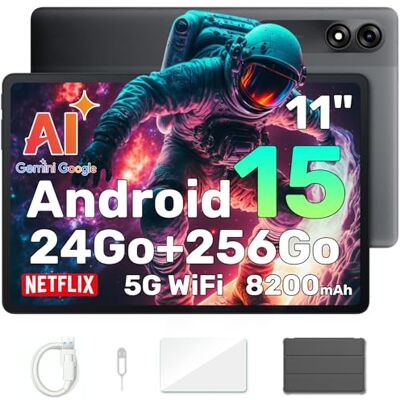 Blackview Tablet 11 inch Android 15 Gemini AI, 24 GB RAM + 256 GB ROM (2 TB TF)/8200 mAh/1920 x 1200 FHD IPS Widevide L1/PC Mode/Face ID/Octa-Core tablet touchscreen met hoes Blackview Tablet 11 inch Android 15 Gemini AI, 24 GB RAM + 256 GB ROM (2 TB TF)/8200 mAh/1920 x 1200 FHD IPS Widevide L1/PC Mode/Face ID/Octa-Core tablet touchscreen met hoes