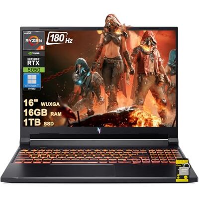 Acer Nitro V 16 AI Ordinateur portable de jeu 16" WUXGA IPS 180 Hz AMD 6 cœurs Ryzen 5 240 16 Go DDR5 1 To SSD GeForce RTX 5050 (jusqu'à 421 AI Tops) rétroéclairé Wi-Fi6E Type-C Win11Pro avec Acer Nitro V 16 AI Ordinateur portable de jeu 16" WUXGA IPS 180 Hz AMD 6 cœurs Ryzen 5 240 16 Go DDR5 1 To SSD GeForce RTX 5050 (jusqu'à 421 AI Tops) rétroéclairé Wi-Fi6E Type-C Win11Pro avec