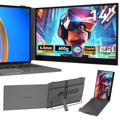 Blackview SCM8 15,6 inch laptopmonitorverlenging, 100% sRGB, laag blauw licht, dubbel scherm voor laptops van 13 tot 17 inch, plug & play, geschikt voor pc, computer Blackview SCM8 15,6 inch laptopmonitorverlenging, 100% sRGB, laag blauw licht, dubbel scherm voor laptops van 13 tot 17 inch, plug & play, geschikt voor pc, computer