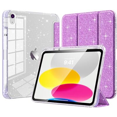 TiMOVO Beschermhoes voor iPad A16 11 inch/10e generatie 10,9 inch Penhouder, beschermhoes van TPU met pailletten, transparante achterkant, glanzend, automatische slaap- en wekfunctie TiMOVO Beschermhoes voor iPad A16 11 inch/10e generatie 10,9 inch Penhouder, beschermhoes van TPU met pailletten, transparante achterkant, glanzend, automatische slaap- en wekfunctie