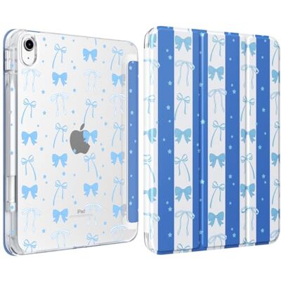 MoKo Coque pour iPad 11 Pouces (A16) 11e Génération 2025 avec Porte-Stylet Pour iPad 10e Gén Coque 10,9" 2022, Mince Léger Étui à Trois Volets avec Coque PC Arrière Claire Dur, Bleu Rayures Nœuds MoKo Coque pour iPad 11 Pouces (A16) 11e Génération 2025 avec Porte-Stylet Pour iPad 10e Gén Coque 10,9" 2022, Mince Léger Étui à Trois Volets avec Coque PC Arrière Claire Dur, Bleu Rayures Nœuds