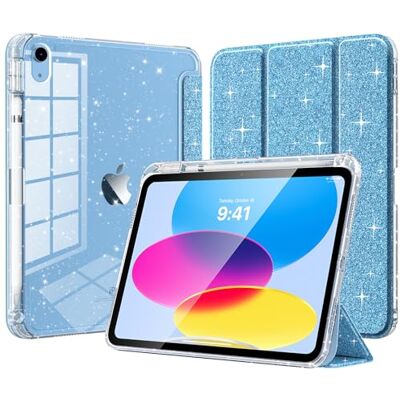 TiMOVO Beschermhoes voor iPad A16 11 inch/10e generatie 10,9 inch Penhouder, beschermhoes van TPU met pailletten, transparante achterkant, glanzend, automatische slaap- en wekfunctie TiMOVO Beschermhoes voor iPad A16 11 inch/10e generatie 10,9 inch Penhouder, beschermhoes van TPU met pailletten, transparante achterkant, glanzend, automatische slaap- en wekfunctie