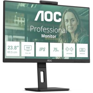AOC 24P3QW 24 inch Full HD-monitor, 2 MP webcam, in hoogte verstelbaar, luidsprekers (1920 x 1080, 75 Hz, HDMI, DisplayPort, USB-hub) zwart AOC 24P3QW 24 inch Full HD-monitor, 2 MP webcam, in hoogte verstelbaar, luidsprekers (1920 x 1080, 75 Hz, HDMI, DisplayPort, USB-hub) zwart