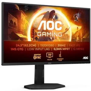 AOC Gaming 25G4SXU 25 inch Full HD-monitor, 310Hz, 1ms, FreeSync Prem., G-Sync comp., HDR10 1920x1080, 2x HDMI 2.0, 1x DisplayPort 1.4 zwart-grijs, 25 inch FHD, hoogteverstelling AOC Gaming 25G4SXU 25 inch Full HD-monitor, 310Hz, 1ms, FreeSync Prem., G-Sync comp., HDR10 1920x1080, 2x HDMI 2.0, 1x DisplayPort 1.4 zwart-grijs, 25 inch FHD, hoogteverstelling