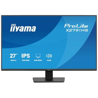 IIYAMA Prolite X2791HS-B1 LED IPS-monitor 68,6 cm 27 inch Full HD 120Hz HDMI DP Slim-Line Adaptive Sync energieklasse C zwart IIYAMA Prolite X2791HS-B1 LED IPS-monitor 68,6 cm 27 inch Full HD 120Hz HDMI DP Slim-Line Adaptive Sync energieklasse C zwart
