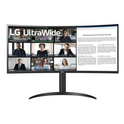 LG 34WR55QC-B 34 inch UltraWide Monitor, QHD Curved Display, 21:9, Dynamic Action Sync, FreeSync, zwart LG 34WR55QC-B 34 inch UltraWide Monitor, QHD Curved Display, 21:9, Dynamic Action Sync, FreeSync, zwart