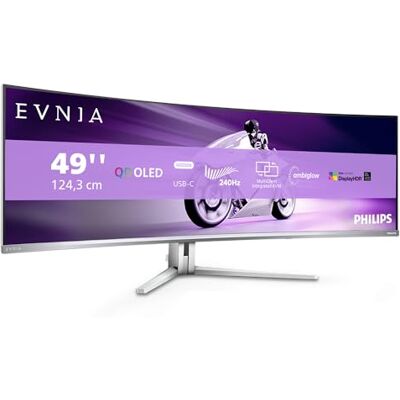 Philips 49M2C8900AM 49 inch gebogen DQHD-monitor, 240 Hz, QD-OLED-paneel, 0,03 ms GTG, HDR400 TrueBlack, FreeSync Prem. Pro, G-Sync Comp., luidsprekers (5120 x 1440 HDMI 2 x 2.1 DP 1 x 1,4 USB Philips 49M2C8900AM 49 inch gebogen DQHD-monitor, 240 Hz, QD-OLED-paneel, 0,03 ms GTG, HDR400 TrueBlack, FreeSync Prem. Pro, G-Sync Comp., luidsprekers (5120 x 1440 HDMI 2 x 2.1 DP 1 x 1,4 USB