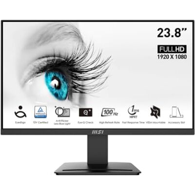 MSI PRO MP2412DE 23,8" FHD (1920 x 1080), 100Hz, VA Panel, HDMI, DisplayPort, zwart MSI PRO MP2412DE 23,8" FHD (1920 x 1080), 100Hz, VA Panel, HDMI, DisplayPort, zwart