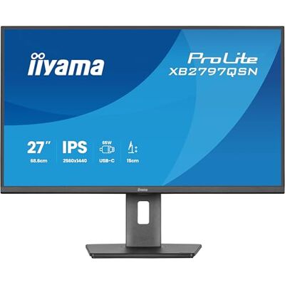 IIYAMA Prolite XB2797QSN-B1 LED IPS Monitor 68,5 cm 27 inch WQHD HDMI DP-in/Out DaisyChain USB-C Dock 65W RJ45 USB3.2 USB-C Slim-Line Hoogteverstelling Pivot AdaptiveSync zwart IIYAMA Prolite XB2797QSN-B1 LED IPS Monitor 68,5 cm 27 inch WQHD HDMI DP-in/Out DaisyChain USB-C Dock 65W RJ45 USB3.2 USB-C Slim-Line Hoogteverstelling Pivot AdaptiveSync zwart