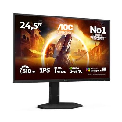 AOC Gaming Monitor 25G4SXU 25" 1920x1080, FHD, 310Hz, Fast IPS Panel, 1ms GtG, USB Hub Hoogte Adjustment, (HDMI2x 2.0 DP 1x 1.4) HDR400, G-Sync compatibel, zwart AOC Gaming Monitor 25G4SXU 25" 1920x1080, FHD, 310Hz, Fast IPS Panel, 1ms GtG, USB Hub Hoogte Adjustment, (HDMI2x 2.0 DP 1x 1.4) HDR400, G-Sync compatibel, zwart