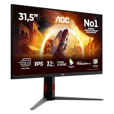 AOC U32G4U 31,5 inch UHD-monitor, 160 Hz, snel IPS-paneel, 1 ms GtG, Adaptive Sync, HDR400, G-Sync Comp., hoogteverstelling (3840 x 2160, HDMI 2 x 2.1 DP, 1 x 1.4 USB-hub) zwart/rood AOC U32G4U 31,5 inch UHD-monitor, 160 Hz, snel IPS-paneel, 1 ms GtG, Adaptive Sync, HDR400, G-Sync Comp., hoogteverstelling (3840 x 2160, HDMI 2 x 2.1 DP, 1 x 1.4 USB-hub) zwart/rood