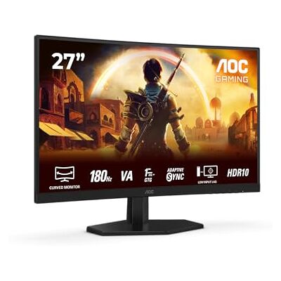 AOC Gaming Monitor C27G42E 27 inch gebogen 1920 x 1080, FHD, 180Hz, Fast VA Panel, 1ms GtG, Speakers, (HDMI2x 2.0) HDR10, FreeSync Premium, zwart AOC Gaming Monitor C27G42E 27 inch gebogen 1920 x 1080, FHD, 180Hz, Fast VA Panel, 1ms GtG, Speakers, (HDMI2x 2.0) HDR10, FreeSync Premium, zwart