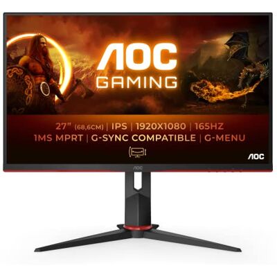 AOC 27G2SPU Gaming Monitor, 27 inch, 1920 x 1080, FHD, 165 Hz, 1 ms, FreeSync Premium, HDMI, DisplayPort, USB-hub, zwart/rood AOC 27G2SPU Gaming Monitor, 27 inch, 1920 x 1080, FHD, 165 Hz, 1 ms, FreeSync Premium, HDMI, DisplayPort, USB-hub, zwart/rood
