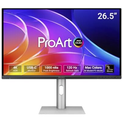 Asus ProArt PA279CDV Professionele OLED-monitor (27 inch, 4K UHD (3840 x 2160), QD-OLED, 120 Hz, HDR10, 99% DCI-P3, DeltaE < 1,5, Calman, USB-C 96 W, ergonomisch, DisplayWidget Asus ProArt PA279CDV Professionele OLED-monitor (27 inch, 4K UHD (3840 x 2160), QD-OLED, 120 Hz, HDR10, 99% DCI-P3, DeltaE < 1,5, Calman, USB-C 96 W, ergonomisch, DisplayWidget