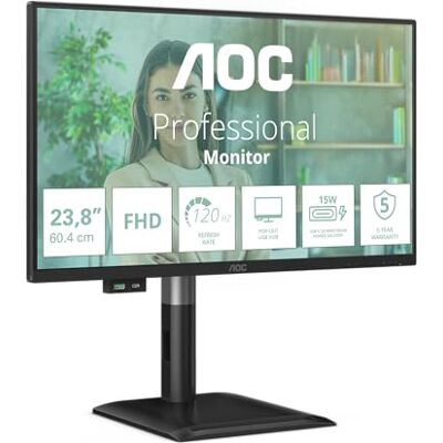 AOC Monitor 24 inch FHD, 120 Hz, IPS, 4 ms GTG, Adaptive Sync, HDR-modus, in hoogte verstelbaar, luidspreker (1920 x 1080, HDMI 1x 1.4, DP 1x 1.2, USB Hub) zwart AOC Monitor 24 inch FHD, 120 Hz, IPS, 4 ms GTG, Adaptive Sync, HDR-modus, in hoogte verstelbaar, luidspreker (1920 x 1080, HDMI 1x 1.4, DP 1x 1.2, USB Hub) zwart