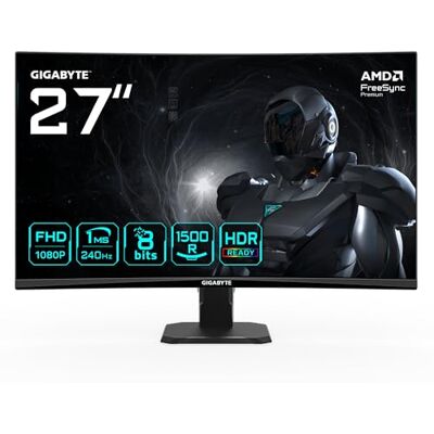 Gigabyte GS27FC2 27 inch FHD Curved Gaming Monitor 1920x1080 240Hz, 1ms, 350cd/m², HDR Ready, HDMI 2.0, Displayport 1.4 Gigabyte GS27FC2 27 inch FHD Curved Gaming Monitor 1920x1080 240Hz, 1ms, 350cd/m², HDR Ready, HDMI 2.0, Displayport 1.4