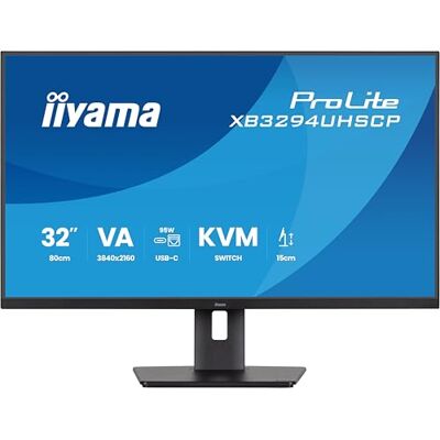 IIYAMA XB3294UHSCP-B1-31,5 inch, IPS, 3840 x 2160/60Hz, 2H1DPType-C, PD95W. KVM Has IIYAMA XB3294UHSCP-B1-31,5 inch, IPS, 3840 x 2160/60Hz, 2H1DPType-C, PD95W. KVM Has