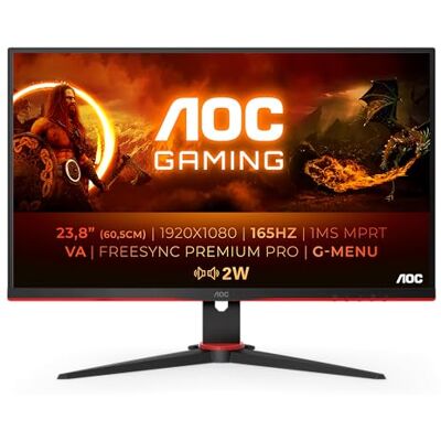 AOC 24G2SAE/BK Pc-Monitor, 23,8 inch (60,5 cm), plat, 1920 x 1080 pixels, Full HD, zwart/rood AOC 24G2SAE/BK Pc-Monitor, 23,8 inch (60,5 cm), plat, 1920 x 1080 pixels, Full HD, zwart/rood