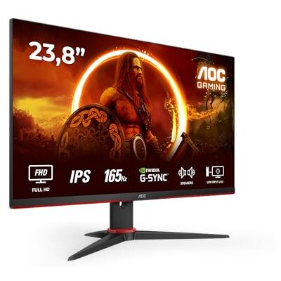 AOC 24G2SPAE Gaming Monitor, 24 inch, 1920 x 1080, FHD, 165 Hz, 1ms MPRT, FreeSync, G-Sync compatibel, speaker, VGA, HDMI, DisplayPort, zwart/rood AOC 24G2SPAE Gaming Monitor, 24 inch, 1920 x 1080, FHD, 165 Hz, 1ms MPRT, FreeSync, G-Sync compatibel, speaker, VGA, HDMI, DisplayPort, zwart/rood