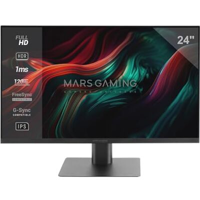 Mars Gaming MARSGAMING MV-24 Monitor 24 inch IPS FHD 120Hz, HDR10 1ms, FreeSync en G-Sync, pc-monitor met geïntegreerde luidsprekers, 25° kanteling, Low Blue Light en Flicker Free, HDMI + DisplayPort + 3,5 mm jack, Mars Gaming MARSGAMING MV-24 Monitor 24 inch IPS FHD 120Hz, HDR10 1ms, FreeSync en G-Sync, pc-monitor met geïntegreerde luidsprekers, 25° kanteling, Low Blue Light en Flicker Free, HDMI + DisplayPort + 3,5 mm jack,