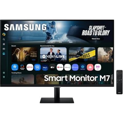 Samsung Smart Monitor M7 (S32FM702), Flat 32 inch, 3840 x 2160 (UHD 4K), Smart Hub met AI, Office 365, Gaming Hub, geïntegreerde luidspreker, afstandsbediening, wifi, HDMI, USB-C Samsung Smart Monitor M7 (S32FM702), Flat 32 inch, 3840 x 2160 (UHD 4K), Smart Hub met AI, Office 365, Gaming Hub, geïntegreerde luidspreker, afstandsbediening, wifi, HDMI, USB-C