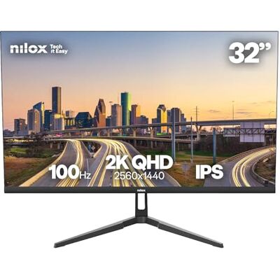 Nilox NXM322K1001 Gaming Monitor 32 inch 2K QHD 2560 × 1440 IPS, frequentie 100 Hz, reactietijd 4 ms, 3,5 mm audio-uitgang, HDMI/DP-aansluitingen, VESA 100 × 100 mm Nilox NXM322K1001 Gaming Monitor 32 inch 2K QHD 2560 × 1440 IPS, frequentie 100 Hz, reactietijd 4 ms, 3,5 mm audio-uitgang, HDMI/DP-aansluitingen, VESA 100 × 100 mm