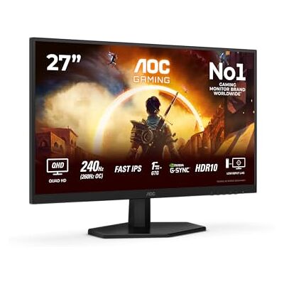 AOC Gaming Q27G42ZE Gaming Monitor Quad HD 27 inch 240Hz, 1ms, G-Sync comp., HDR10 (2560 x 1440) zwart/rood AOC Gaming Q27G42ZE Gaming Monitor Quad HD 27 inch 240Hz, 1ms, G-Sync comp., HDR10 (2560 x 1440) zwart/rood