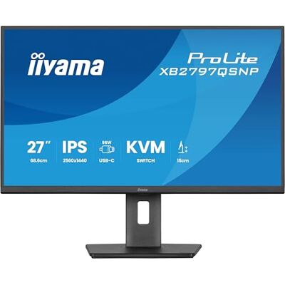 IIYAMA Prolite XB2797QSNP-B1 LED IPS Monitor 68,5 cm 27 inch WQHD HDMI DP-in/Out DaisyChain USB-C Dock 96W RJ45 KVM Switch USB 3.2 USB-C Slim-Line Hoogteverstelling Pivot AdaptiveSync Zwart IIYAMA Prolite XB2797QSNP-B1 LED IPS Monitor 68,5 cm 27 inch WQHD HDMI DP-in/Out DaisyChain USB-C Dock 96W RJ45 KVM Switch USB 3.2 USB-C Slim-Line Hoogteverstelling Pivot AdaptiveSync Zwart