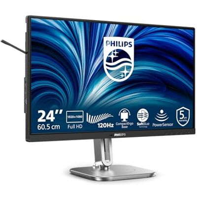 Philips 24B2N4200-24 inch FHD monitor, luidsprekers, in hoogte verstelbaar (1920 x 1080, 120 Hz, VGA, HDMI 1.4, DisplayPort 1.2, USB-hub) zwart grijs Philips 24B2N4200-24 inch FHD monitor, luidsprekers, in hoogte verstelbaar (1920 x 1080, 120 Hz, VGA, HDMI 1.4, DisplayPort 1.2, USB-hub) zwart grijs