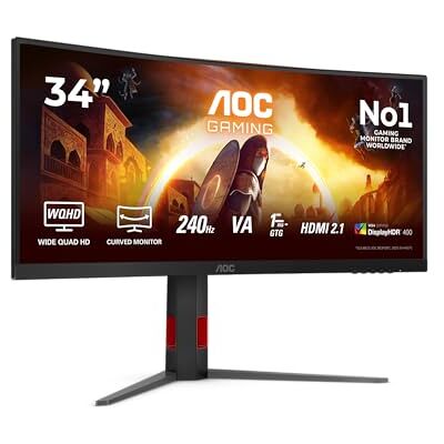 AOC Gaming CU34G4Z Curved Monitor WQHD 34 inch 240Hz, FreeSync Prem., HDR400 (3440 x 1440, 1ms GtG, 2x HDMI 2.1, 1x DisplayPort 1.4, USB Hub) zwart-rood AOC Gaming CU34G4Z Curved Monitor WQHD 34 inch 240Hz, FreeSync Prem., HDR400 (3440 x 1440, 1ms GtG, 2x HDMI 2.1, 1x DisplayPort 1.4, USB Hub) zwart-rood