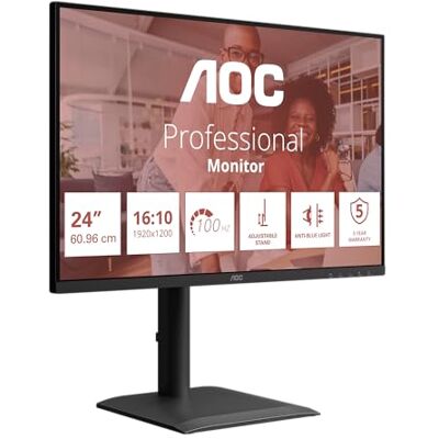 AOC X24E4U WUXGA 24 inch 100 Hz IPS-paneel, 4ms GTG, adaptieve synchronisatie, HDR-modus, hoogteverstelling, luidsprekers, (HDMI 1920 x 1200, 1 x 1,4 DP, 1 x 1,4 DP, 1 x 1,4 USB-hub) zwart AOC X24E4U WUXGA 24 inch 100 Hz IPS-paneel, 4ms GTG, adaptieve synchronisatie, HDR-modus, hoogteverstelling, luidsprekers, (HDMI 1920 x 1200, 1 x 1,4 DP, 1 x 1,4 DP, 1 x 1,4 USB-hub) zwart