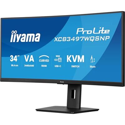 IIYAMA Prolite XCB3497WQSNP-B1 1500R VA 34 inch UWQHD HDMI DP USB 3.2 USB-C dockingstation 95W RJ45 KVM-schakelaar hoogteverstelling adaptieve synchronisatie zwart IIYAMA Prolite XCB3497WQSNP-B1 1500R VA 34 inch UWQHD HDMI DP USB 3.2 USB-C dockingstation 95W RJ45 KVM-schakelaar hoogteverstelling adaptieve synchronisatie zwart