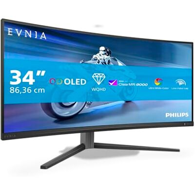 Philips Evnia 34M2C6500AM WQHD OLED 34", 175Hz 0,03ms, FreeSync Premium Pro, comp. G-Sync, HDR400 (3440x1440, 2X HDMI, DisplayPort, USB Hub) donkergrijs Philips Evnia 34M2C6500AM WQHD OLED 34", 175Hz 0,03ms, FreeSync Premium Pro, comp. G-Sync, HDR400 (3440x1440, 2X HDMI, DisplayPort, USB Hub) donkergrijs