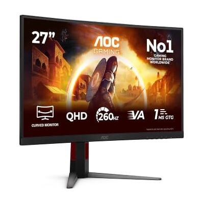 AOC CQ27G4Z2 Monitor 27 inch 240 Hz, Fast VA-paneel, 1 ms GTG, HDR400, Adaptive Sync, in hoogte verstelbaar, (2560 x 1440 HDMI 2 x 2.0 DP 1 x 1.4) zwart AOC CQ27G4Z2 Monitor 27 inch 240 Hz, Fast VA-paneel, 1 ms GTG, HDR400, Adaptive Sync, in hoogte verstelbaar, (2560 x 1440 HDMI 2 x 2.0 DP 1 x 1.4) zwart
