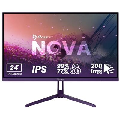 Arozzi Nova 24 inch IPS Gaming Monitor FHD 200Hz, 1ms, FreeSync, HDR, geïntegreerde luidsprekers, paars Arozzi Nova 24 inch IPS Gaming Monitor FHD 200Hz, 1ms, FreeSync, HDR, geïntegreerde luidsprekers, paars