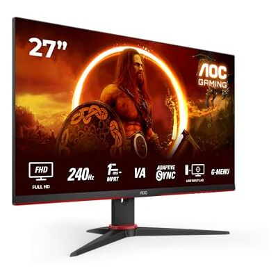 AOC 27G2ZNE Gaming Monitor, 27 inch, Full HD, 240 Hz, MPRT 0,5 ms, FreeSync Premium, 1920 x 1080, HDMI 1.4, DisplayPort 1.2, zwart/rood AOC 27G2ZNE Gaming Monitor, 27 inch, Full HD, 240 Hz, MPRT 0,5 ms, FreeSync Premium, 1920 x 1080, HDMI 1.4, DisplayPort 1.2, zwart/rood