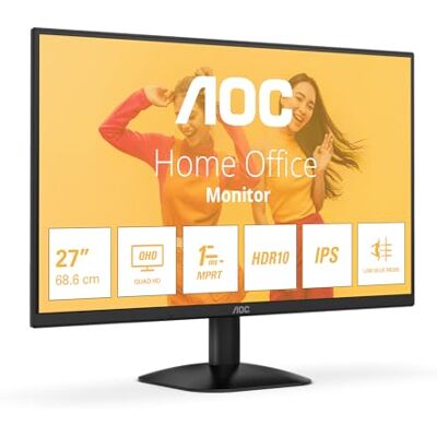 AOC Monitor Q27B35E 27 inch QHD, 75Hz, IPS, 1ms MPRT, adaptieve synchronisatie, HDR10, (2560 x 1440, HDMI 1x 1.4, DP 1x 1.4) zwart AOC Monitor Q27B35E 27 inch QHD, 75Hz, IPS, 1ms MPRT, adaptieve synchronisatie, HDR10, (2560 x 1440, HDMI 1x 1.4, DP 1x 1.4) zwart
