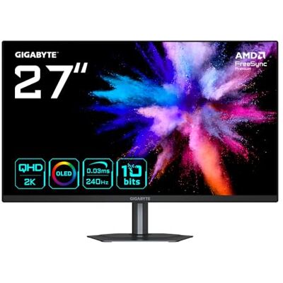 Gigabyte GO27Q24 27" Gaming Monitor OLED 2K QHD 2560x1440, 240Hz, 0,03ms, 400cd/m², FreeSync Premium Pro, HDMI 2.0, Displayport 1.4 Gigabyte GO27Q24 27" Gaming Monitor OLED 2K QHD 2560x1440, 240Hz, 0,03ms, 400cd/m², FreeSync Premium Pro, HDMI 2.0, Displayport 1.4
