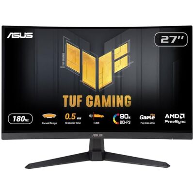 Asus TUF Gaming VG27WQ3B Curved Monitor WQHD 27 inch 180Hz, 1ms GTG, FreeSync, AdaptiveSync, HDR 10 Fast-VA Panel, 16:9, 2560x1440, DisplayPort, HDMI, Speaker Asus TUF Gaming VG27WQ3B Curved Monitor WQHD 27 inch 180Hz, 1ms GTG, FreeSync, AdaptiveSync, HDR 10 Fast-VA Panel, 16:9, 2560x1440, DisplayPort, HDMI, Speaker