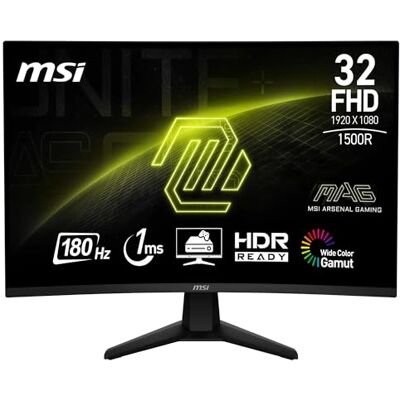 MSI Gaming-monitor mag 32C6, 1920 x 1080 (FHD), 31,5 inch, 16:9, Curve 1500R, zwart MSI Gaming-monitor mag 32C6, 1920 x 1080 (FHD), 31,5 inch, 16:9, Curve 1500R, zwart